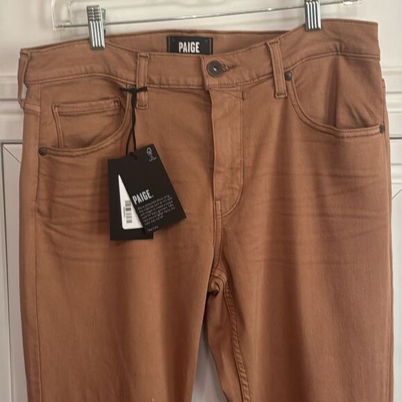 PAIGE Tan Slim Jeans Dusty Rose - Picture 2 of 6